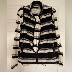 Cuddl Duds Black and White Striped Fleece Vest & Long sleeve top Sz Large